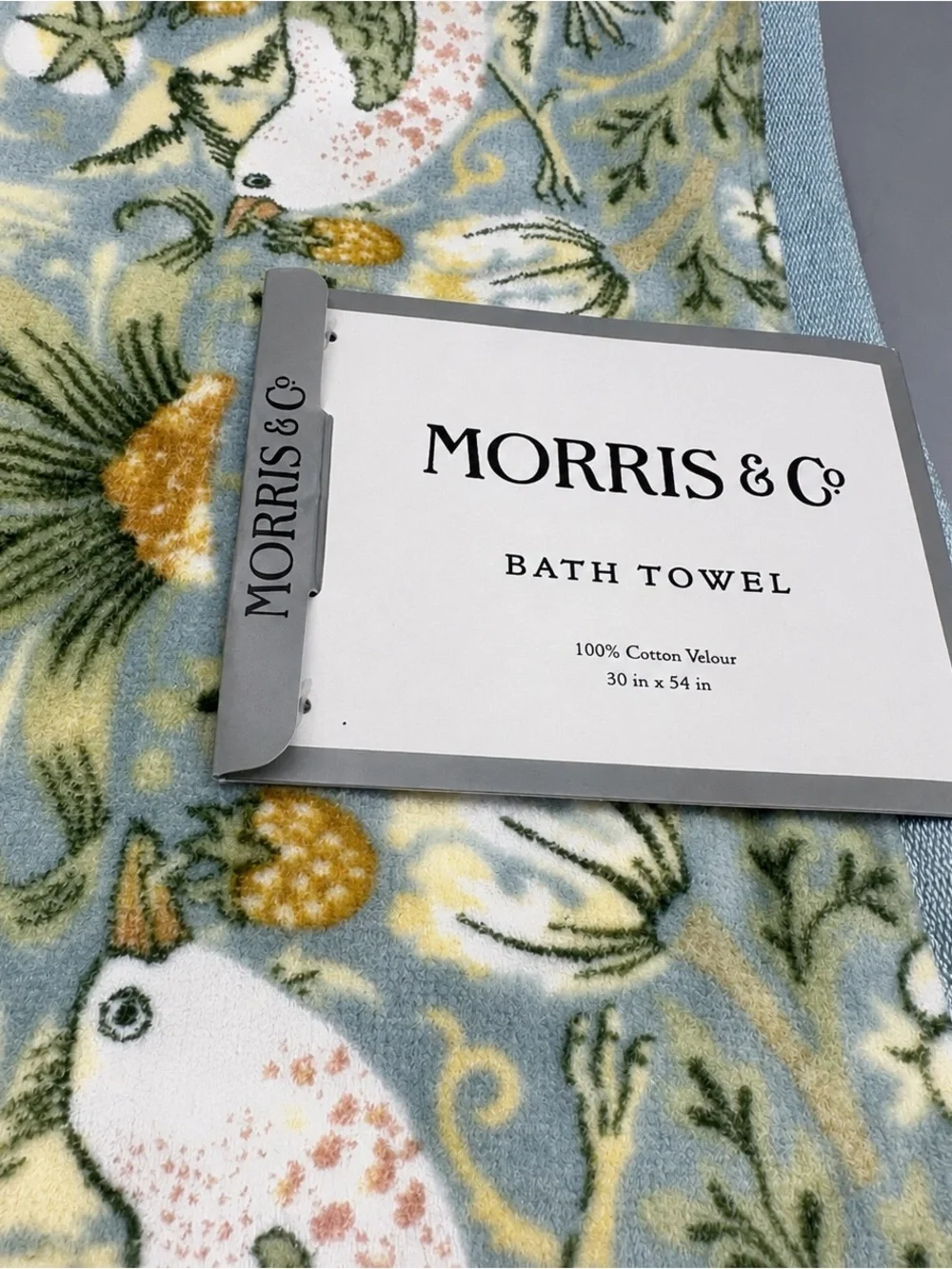 William Morris Co Strawberry Thief Green Cotton Velour 6 Pc Towel Set NWT
